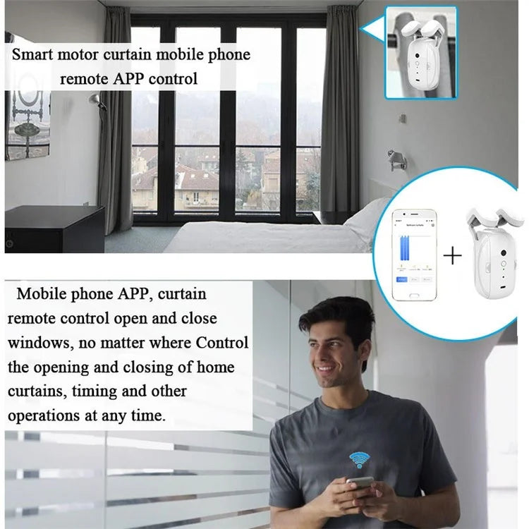 LY-1678-1 Auto Curtain Opener WiFi App Control Smart Curtain Robot with Timer (Single Opening, Rod)