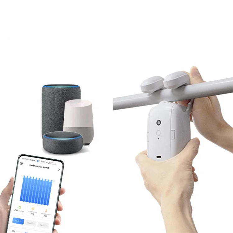 LY-1672 2Pcs Tuya App Bluetooth Smart Electric Curtain Motor Roman Pole Track Automatic Curtain Controller