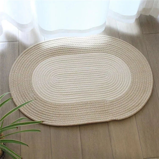Oval Braided Woven Carpet Cotton Rope Floor Mat Doormat Home Decor for Entryway Bathroom Bedside