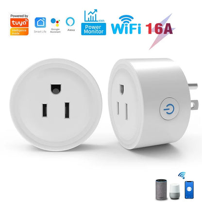 WHM02 10A US Plug WiFi Outlet with Measure APP Remote / Voice Control Smart Tuya Socket Support Timer Switch