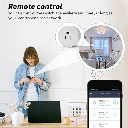 WHM02 16A US Plug WiFi Socket with Measure, Timer Switch APP Remote / Voice Control Smart Tuya Outlet