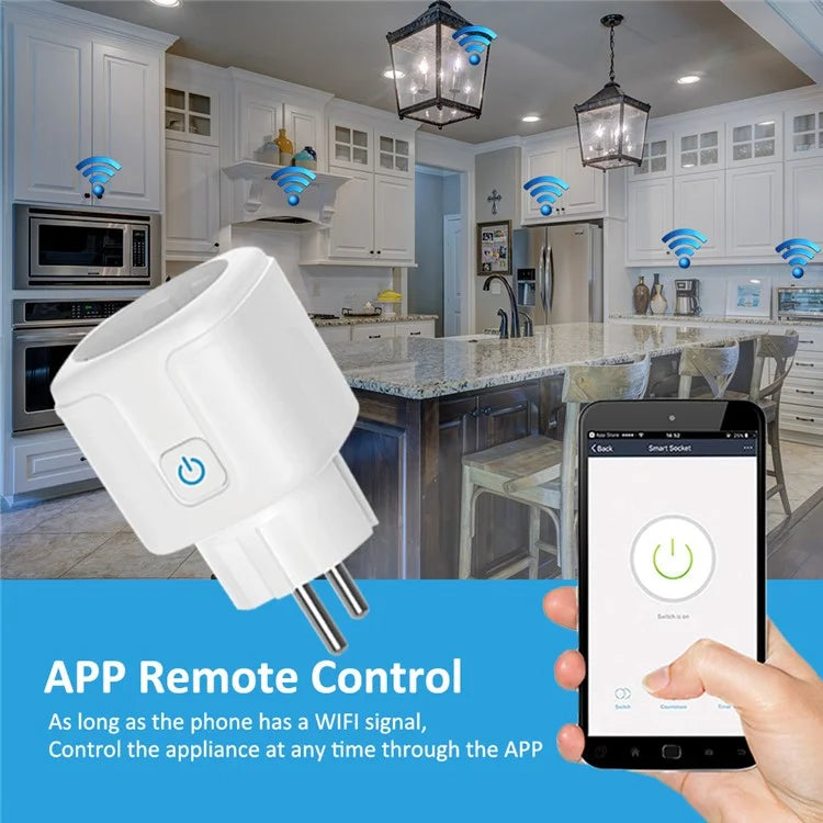 Tuya WiFi EU Plug 16A Socket with Power Metering APP Control Outlet Support Timing Function