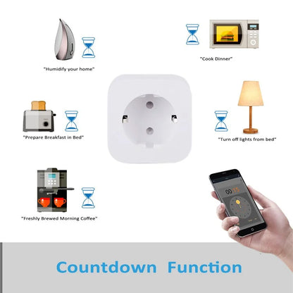 Tuya WiFi EU Plug 16A Socket with Power Metering APP Control Outlet Support Timing Function