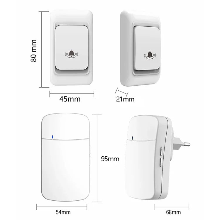 WHM07 Wireless Electronic Remote Digital Doorbell Set Receiver + Transmitter Home Door Bell, EU Plug