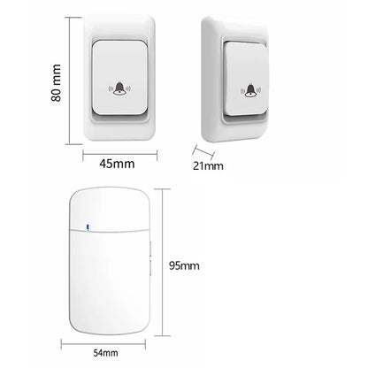 WHM07 Wireless Doorbell Set Receiver + Transmitter Electronic Remote Door Bell, US Plug