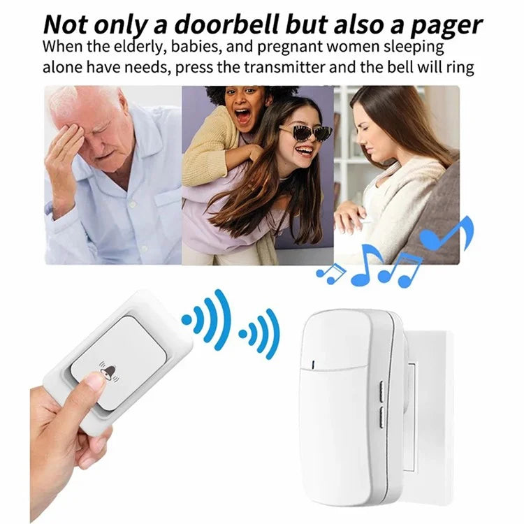 WHM07 Wireless Doorbell Set Receiver + Transmitter Electronic Remote Door Bell, US Plug