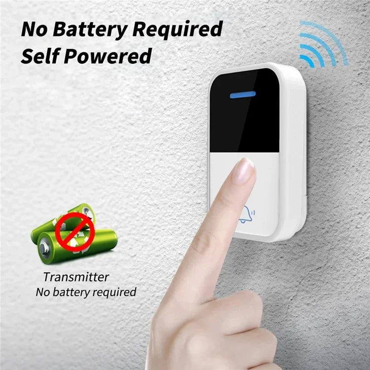 WHM05 EU Plug Wireless Doorbell Self-Powered Remote Control Household Doorbell