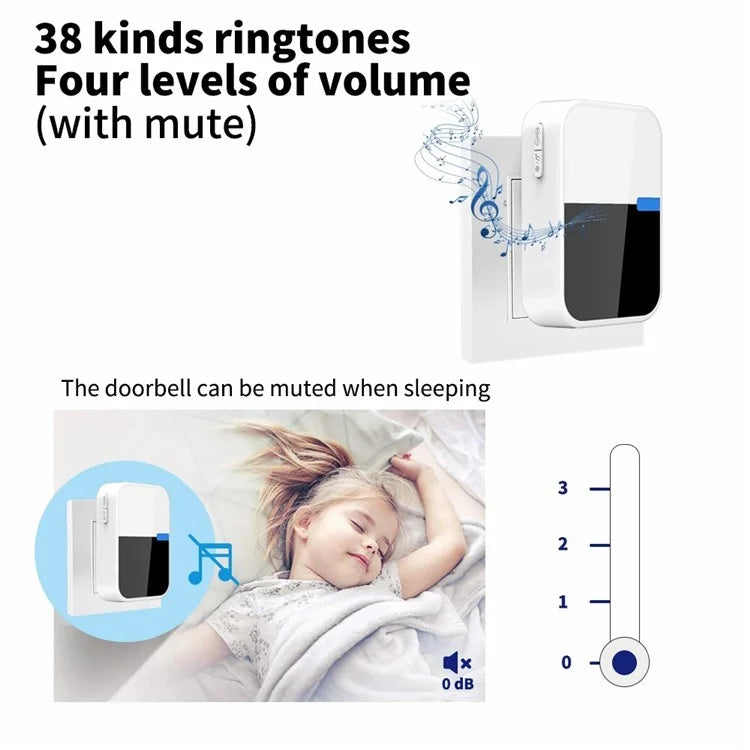 WHM05 EU Plug Wireless Doorbell Self-Powered Remote Control Household Doorbell