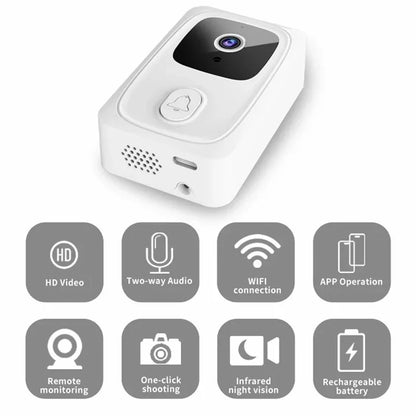 WF002 Visual Intercom Tuya Doodle WiFi Low-Power Wireless Smart Remote Doorbell with USB Ding-Dong