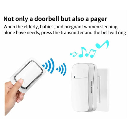 WHM02 Self-Powered Wireless Remote Ding Dong Doorbell, Transmitter+Receiver Set, EU Plug