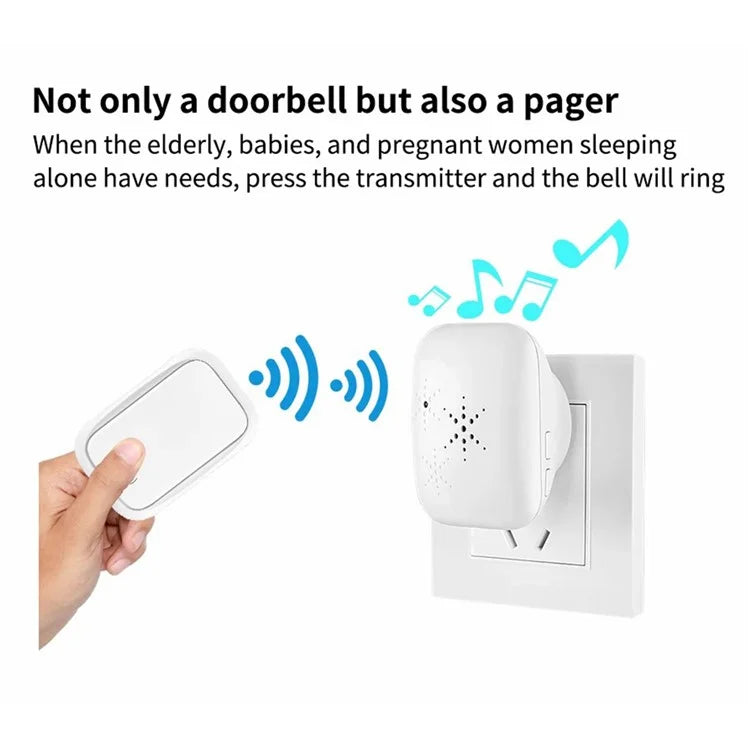 WHM01 UK Plug Adjustable Volume Door Bell Kit with 1 Transmitter+1 Receiver