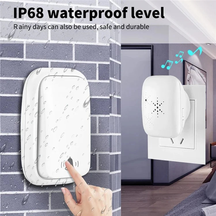 WHM01 UK Plug Adjustable Volume Door Bell Kit with 1 Transmitter+1 Receiver