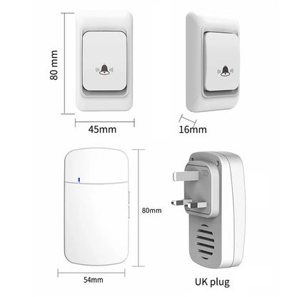 WHM07 Wireless Home Electronic Remote Digital Ding-Dong Doorbell, UK Plug