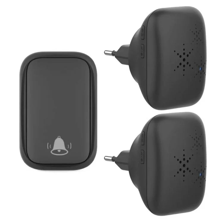 WHM01 EU Plug Waterproof Home Door Bell with 1 Transmitter+2 Receivers