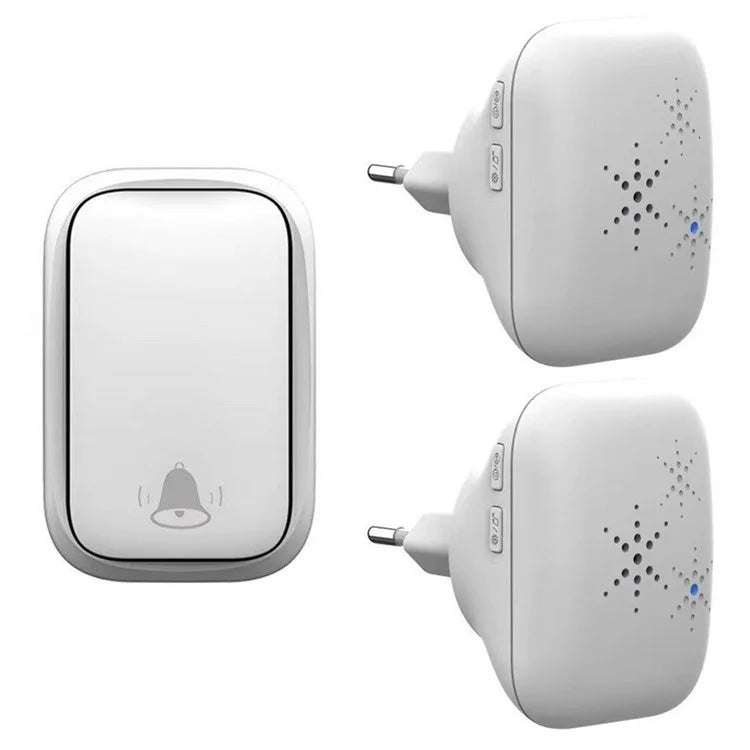 WHM01 EU Plug Waterproof Home Door Bell with 1 Transmitter+2 Receivers
