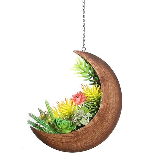 001-YL-221 Hanging Plant Pot Indoor Outdoor Balcony Potted Flower Iron Display Basket