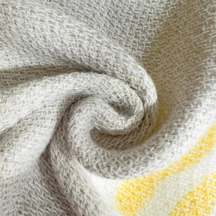 150x200cm Multi-layer Yarn Jacquard Mesh Towel Quilt Summer Thin Quilt Blanket- Colorful Stripe / Blue