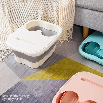 Thickened Silicone Foot Bath Basin Home Foldable Foot Soaking Bucket with Lid