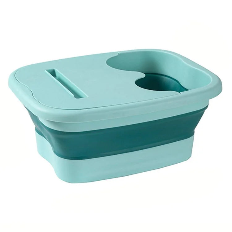 Thickened Silicone Foot Bath Basin Home Foldable Foot Soaking Bucket with Lid