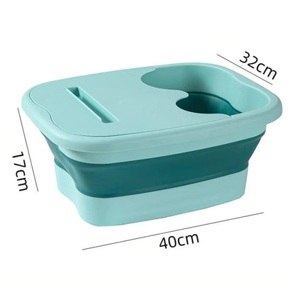 Thickened Silicone Foot Bath Basin Home Foldable Foot Soaking Bucket with Lid