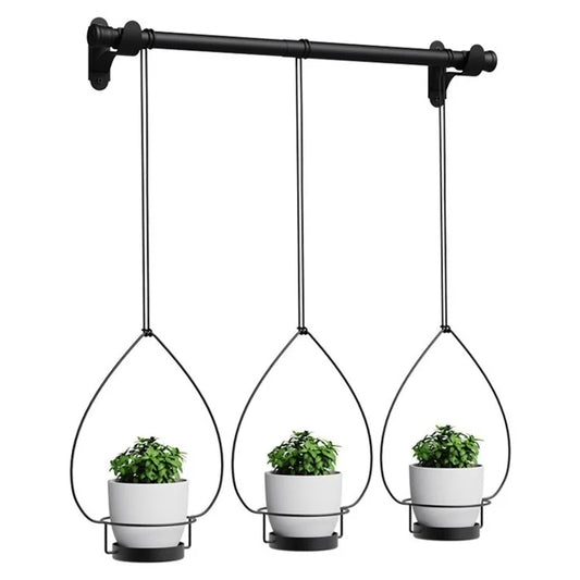001-ZJ-YXH001 3Set Hanging Flower Pot with Extendable Hanging Rod Garden Basket Wall-Mounted Flowerpot
