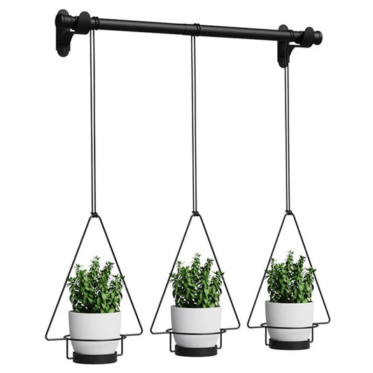 001- ZJ-YXH001 Set of 3 Hanging Flower Pot Wall-Mounted Gardening Plant Hangers with Extendable Rod
