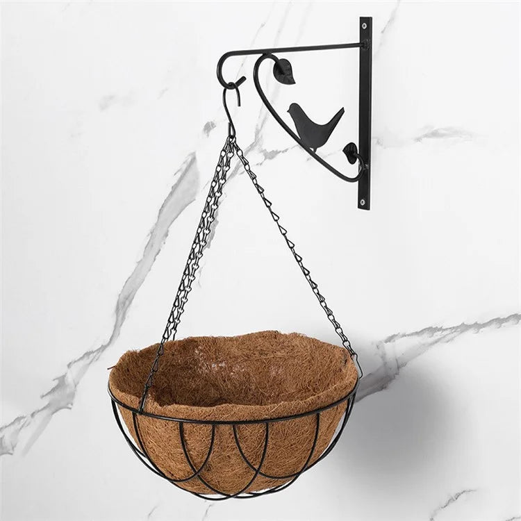 001-YZ01 16-inch Hanging Plant Pot Holder Metal Planter Basket with Coir Liner (Semi-circular Mesh Shape)
