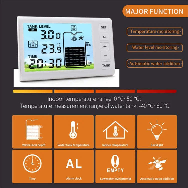 TS-FT001 Ultrasonic Liquid Level Meter Water Tank Level Temperature Meter Indoor Temperature Detector
