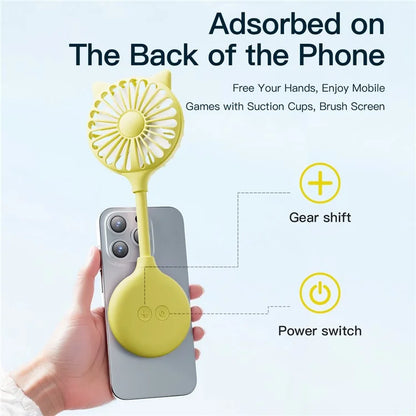 Cat Ear Design Foldable USB Fan Air Circulator Summer Cooler with Suction Cups