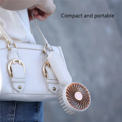Electroplated Handheld Fan Mini Summer Cooler Hanging Cooling Fan with Carabiner
