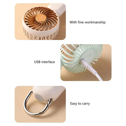 Electroplated Handheld Fan Mini Summer Cooler Hanging Cooling Fan with Carabiner