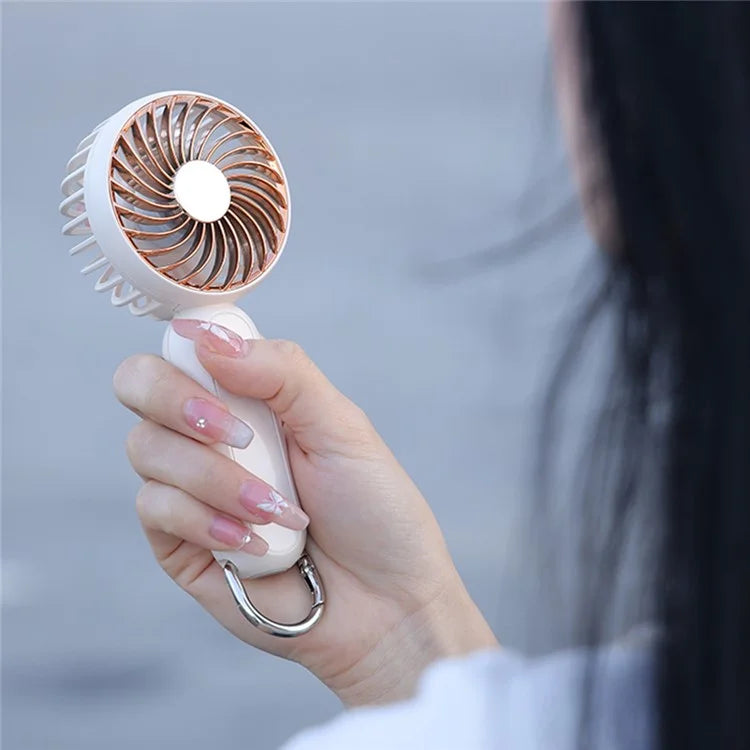 Electroplated Handheld Fan Mini Summer Cooler Hanging Cooling Fan with Carabiner