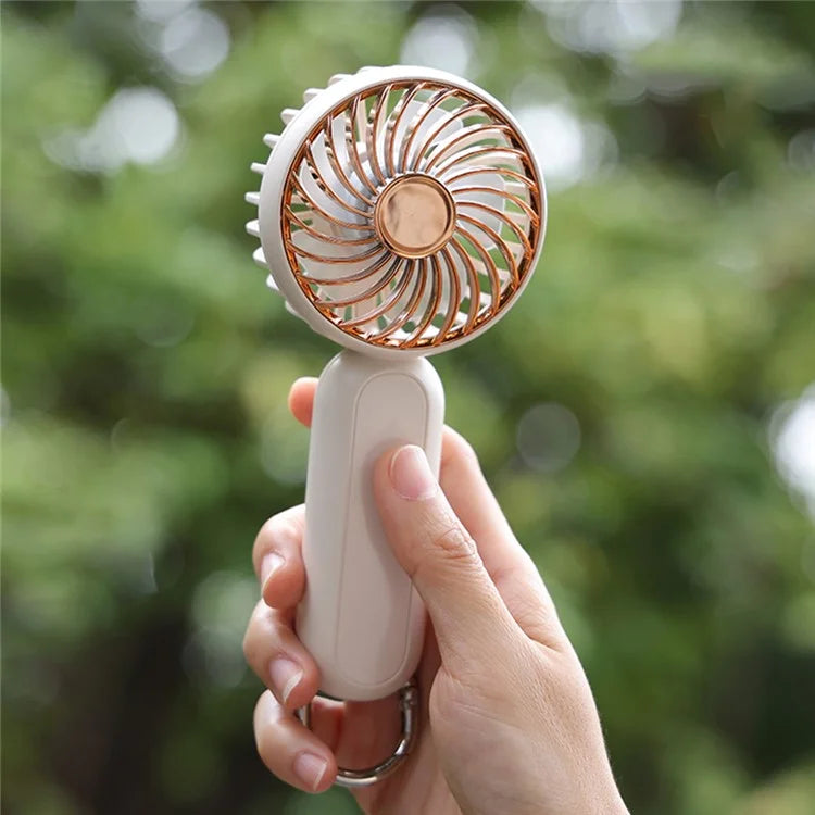 Electroplated Handheld Fan Mini Summer Cooler Hanging Cooling Fan with Carabiner