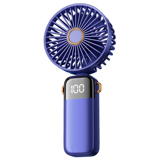 Powerful Handheld Fan with Digital Display 1200mAh 5 Speed Desk Fan USB Charging Cooling Fan