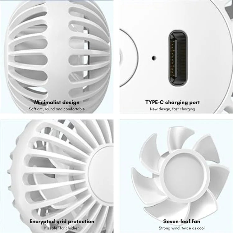 WIWU Wi-FS08 Mini Handheld Fan 3 Speeds Adjustable Summer Desktop Fan
