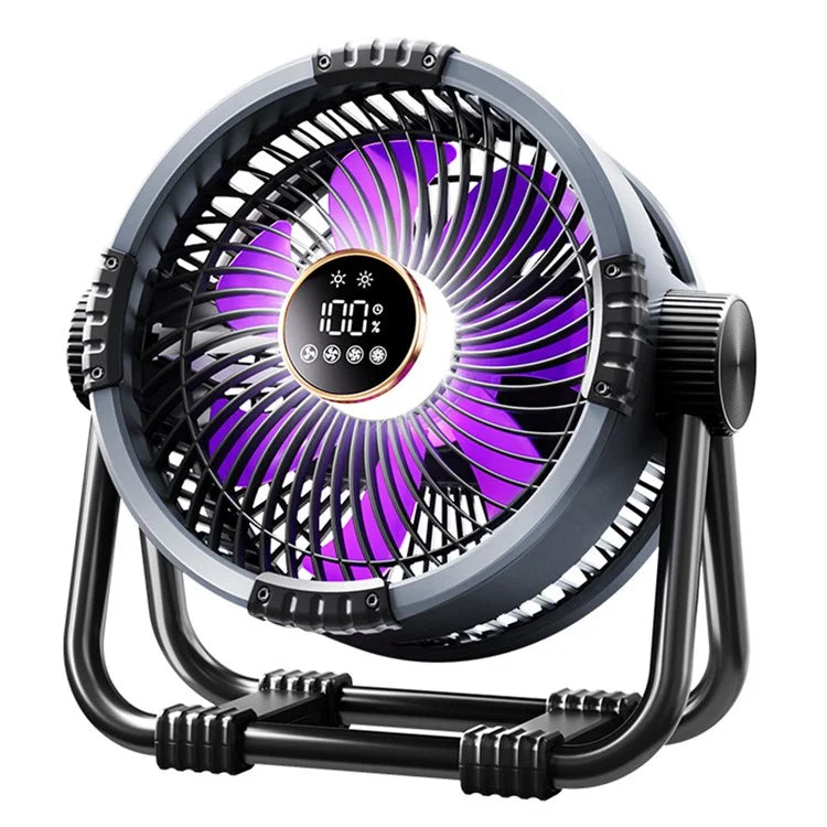 M65 Outdoor Camping Fan Angle Adjustable Hangable Summer Cooling Fan with Night Light