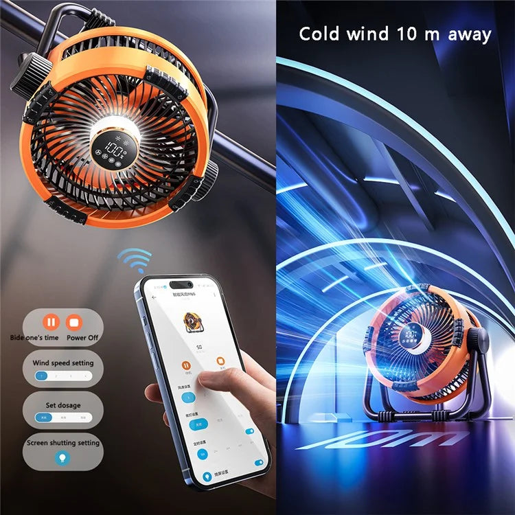 M65 Outdoor Camping Fan Angle Adjustable Hangable Summer Cooling Fan with Night Light