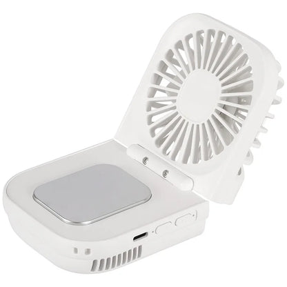 E6 Mini Handheld Neck Hanging Fan Cold Compress Function Foldable Summer Cooling Fan