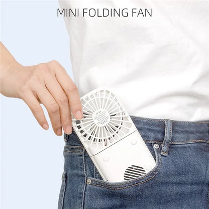 E6 Mini Handheld Neck Hanging Fan Cold Compress Function Foldable Summer Cooling Fan