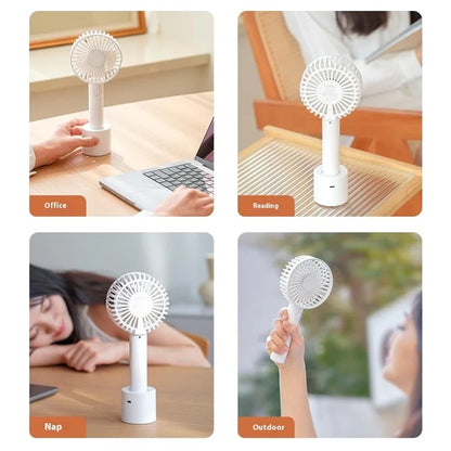 F69 Summer Cooling Fan 4 Speed Adjustable Automatic Rotation Portable Desktop Fan with Base