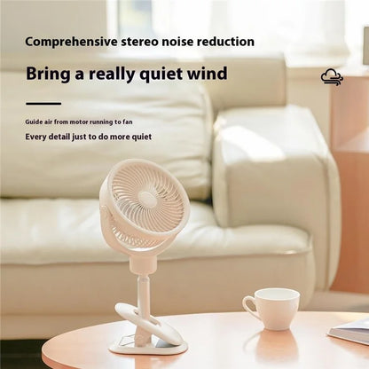 RD12 Clip On Desk Fan Rechargeable Telescopic Floor Fan Rotation Design Summer Cooler
