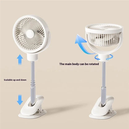 RD12 Clip On Desk Fan Rechargeable Telescopic Floor Fan Rotation Design Summer Cooler
