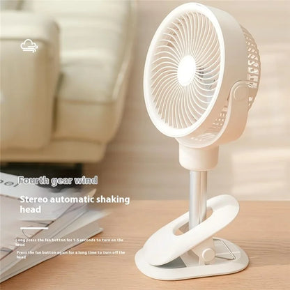 RD12 Clip On Desk Fan Rechargeable Telescopic Floor Fan Rotation Design Summer Cooler