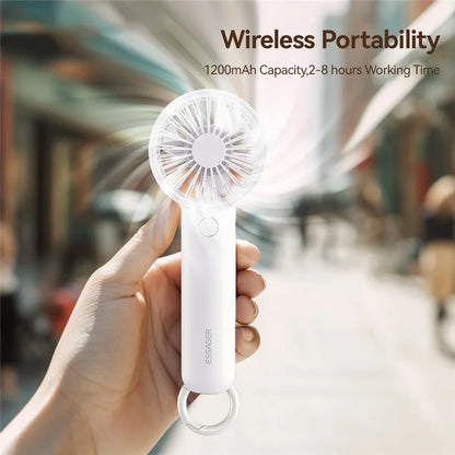 ESSAGER Handheld Desktop Dual Use Fan 3 Speeds Adjustable Portable Cooling Fan