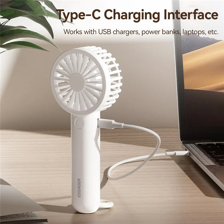 ESSAGER Handheld Desktop Dual Use Fan 3 Speeds Adjustable Portable Cooling Fan