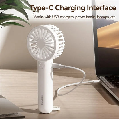 ESSAGER Handheld Desktop Dual Use Fan 3 Speeds Adjustable Portable Cooling Fan