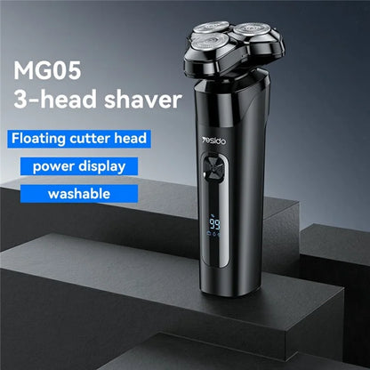 YESIDO MG05 Waterproof Electric Shaver Razor with 3 Floating Cutter Heads