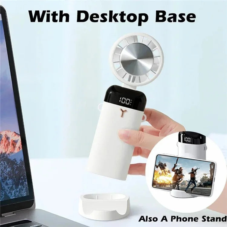 S3213 Folding Digital Display Mini Fan Quiet Portable Neck-Mounted Cooling Fan