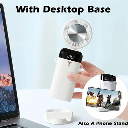 S3213 Folding Digital Display Mini Fan Quiet Portable Neck-Mounted Cooling Fan