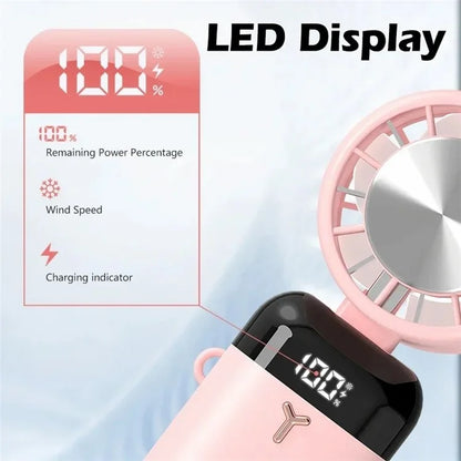 S3213 Folding Digital Display Mini Fan Quiet Portable Neck-Mounted Cooling Fan